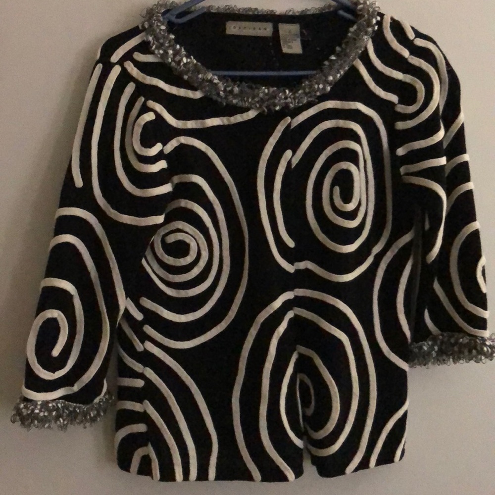 Black and white sweater.